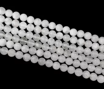Hilo de Perlas Redondas de Piedra de Luna Blanca Peristerita A 8 mm