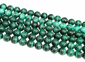 Perlas Redondas en Hilo Malaquita A 10mm