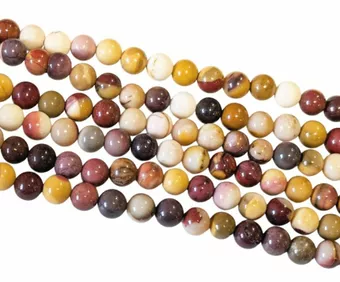 Hilo de Perlas Redondas Jaspe Mookaite A 6 mm