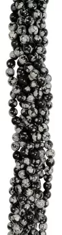 Hilo de Perlas Redondas de Obsidiana Copo de Nieve A 8mm