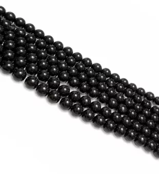 Hilo de Perlas Redondas de Obsidiana Negra A 8mm