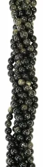 Hilo de Perlas Redondas de Obsidiana Negra Dorada A 6mm