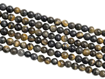 Hilo de Perlas Redondas de Ojo de Halcón de 4 mm