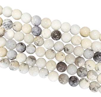Dendrita de ópalo A, cuentas de 8 mm en una tira de 40 cm