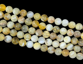 Hilo de Perlas Redondas de Ópalo Amarillo A 10-11mm