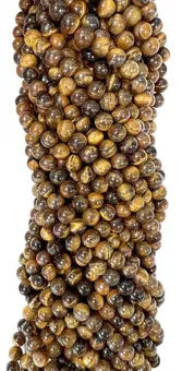 Hilo de Perlas Redondas de Ojo de Tigre AB 6mm