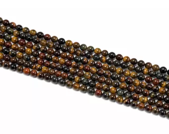 Cuentas Redondas de Ojo de Tigre Multicolor en Hilo A 6 mm