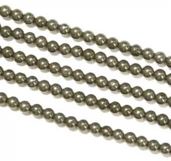 Hilo de Perlas Redondas de Pirita A 4mm