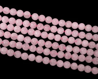 Hilo de Perlas Redondas de Cuarzo Rosa AB 6mm