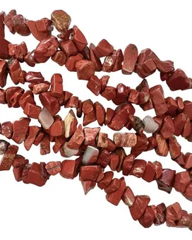 Chips de jaspe rojo de 5-8 mm en alambre de 80 cm