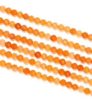 Hilo de Perlas Redondas Facetadas de Aventurina Naranja A 3 mm