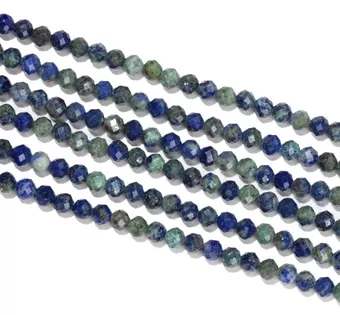 Hilo de Perlas Facetadas de Azurita y Malaquita Estabilizada A 3mm