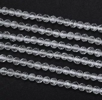 Hilo de Cuentas Redondas Facetadas Cristal de Roca A 3 mm