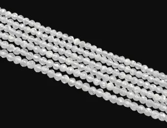 Hilo de Cuentas Redondas Facetadas Piedra de Luna Blanca AA 3 mm