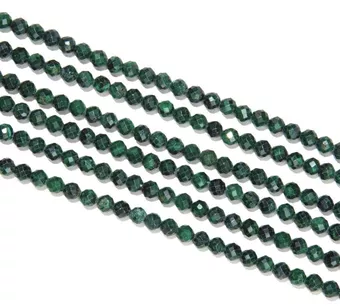 Hilo de Perlas Facetadas de Malaquita AA 3mm