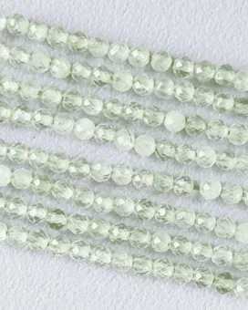 Cuentas Prehnita AA facetadas de 3 mm en hilo de 40 cm