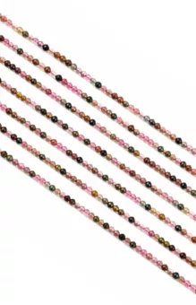 Hilo de Perlas Facetadas de Turmalina Multicolor AA 3mm