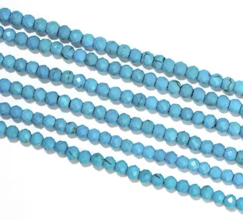 Turquenita Howlita teñida natural Cuentas A facetadas de 3 mm en alambre de 40 cm