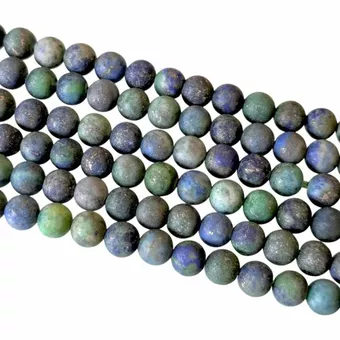 Cuentas mate de malaquita azurita de 4 mm en hilo de 40 cm