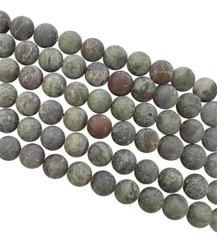 Dragon's Blood Jasper A perlas mate 8mm en un hilo de 40cm