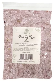 Chips de Cuarzo Rosa Natural A 3-5mm 500g