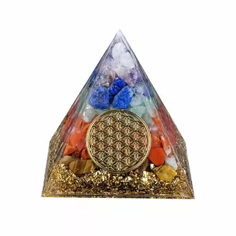 Pirámide de orgonita 7 chakras Flor de la vida