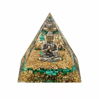 Pirámide de orgonita Buda + Malaquita