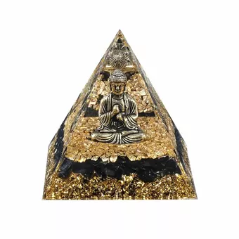 Pirámide de Buda Orgonita + Obsidiana Negra