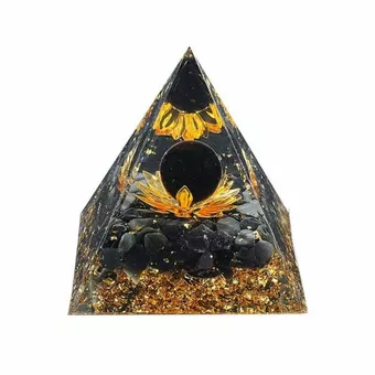 Pirámide de orgonita Loto de obsidiana negra