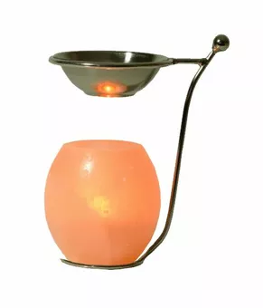 Quemador de Perfume + Plato Metálico y Portavelas de Cristal de Sal Natural RCH103 1Kg