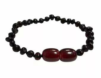 Pulsera de bebé con ámbar báltico y cereza atornillada