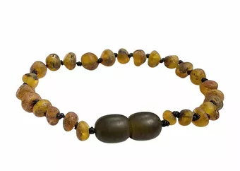 Pulsera de bebé de ámbar báltico verde crudo, atornillada, 14 cm