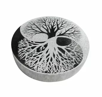 Placa Yin Yang Árbol de la Vida Blanco y Negro en Selenita 8cm