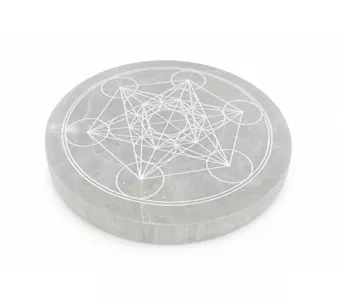Placa Circular de Selenita Metatrón 14cm 550g