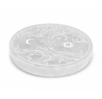 Placa Árbol de la Vida Luna Sol en Selenita 13cm
