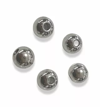 Cuentas de bola espaciadora de acero inoxidable plateado de 8 mm x 50
