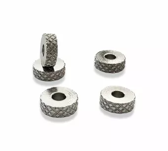 Cuentas de dijes espaciadores de Rondelle estriados de acero inoxidable plateado, 6 mm x 50