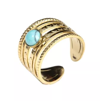 Anillo de Acero Inoxidable Dorado Turquenita A ajustable