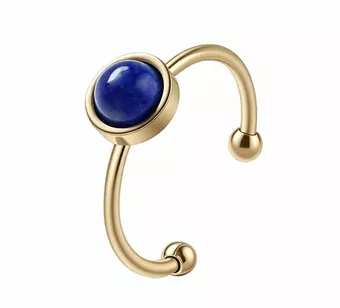 Anillo de lapislázuli – Acero inoxidable chapado en oro