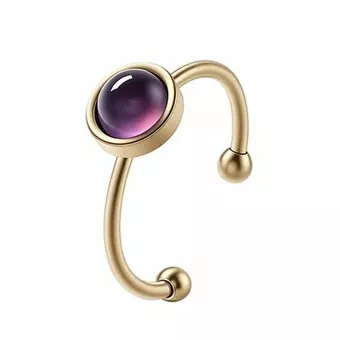 Anillo de amatista – Acero inoxidable bañado en oro
