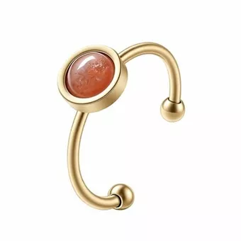 Anillo de piedra solar – Acero inoxidable bañado en oro