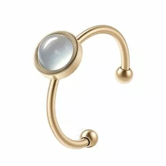 Anillo de aguamarina – Acero inoxidable bañado en oro