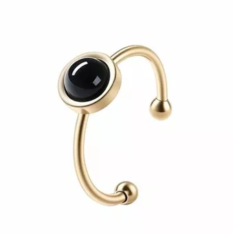 Anillo de ónix negro – Acero inoxidable bañado en oro