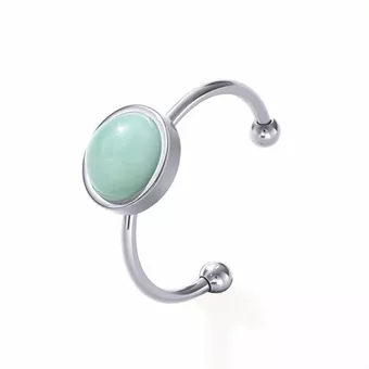 Anillo de Aventurina Verde – Acero Inoxidable Plateado