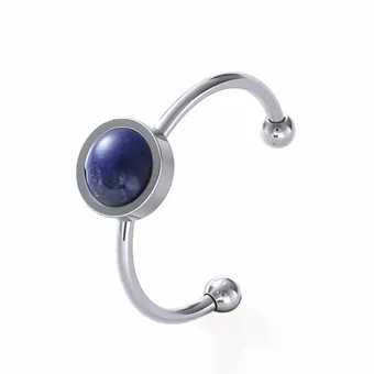 Anillo de lapislázuli – Plata y acero inoxidable