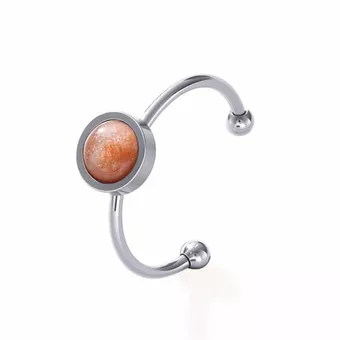Anillo de piedra solar – Plata y acero inoxidable