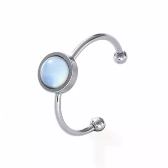 Anillo de Aguamarina A en Acero Inoxidable Plateado 6 mm