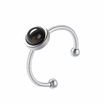 Anillo de ojo de tigre – Plata y acero inoxidable