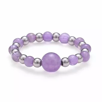 Anillo de plata con cuentas de amatista