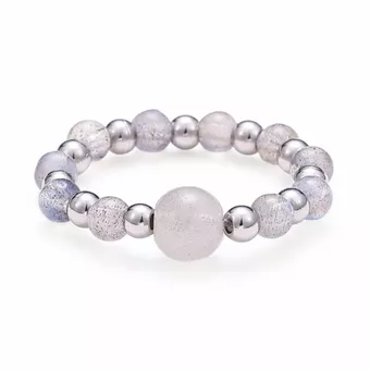 Anillo de plata con cuentas de labradorita